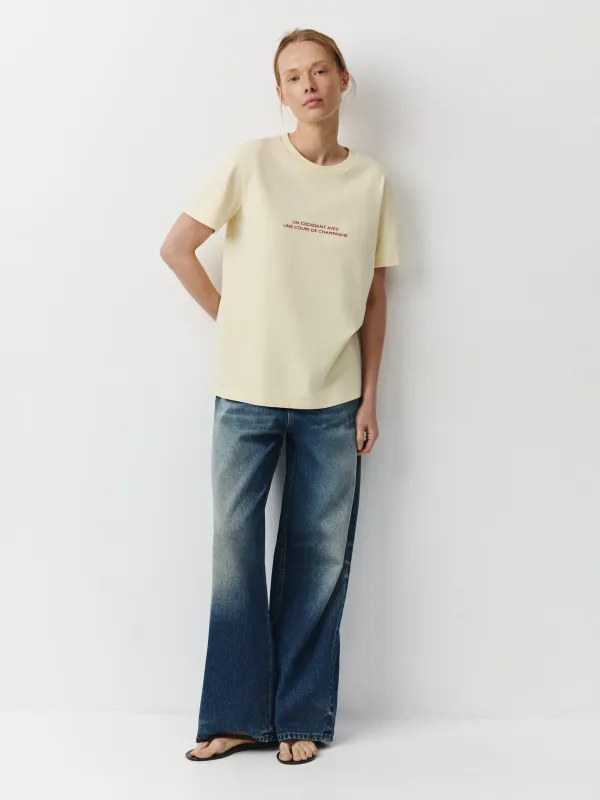 Әйелдер футболкасы, өлшемі XS, мақта, сары, Joannaa, image-1