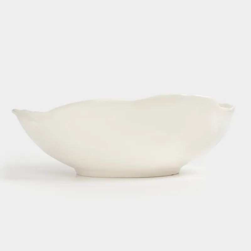 Жеміс вазасы, 27х9 см, керамика, сүт түстес, дақтары бар, тегіс емес жиек, Delicia, image-9