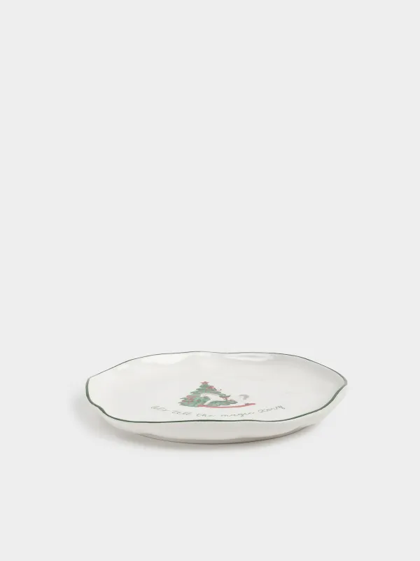 Тарелка обеденная, 26 см, керамика, Christmas green, image-2
