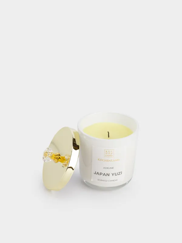 Хош иісті шам, 9 см, шам ұстағышта, қақпағы бар, ақ, Japan Yuzi, Adeline, image-2