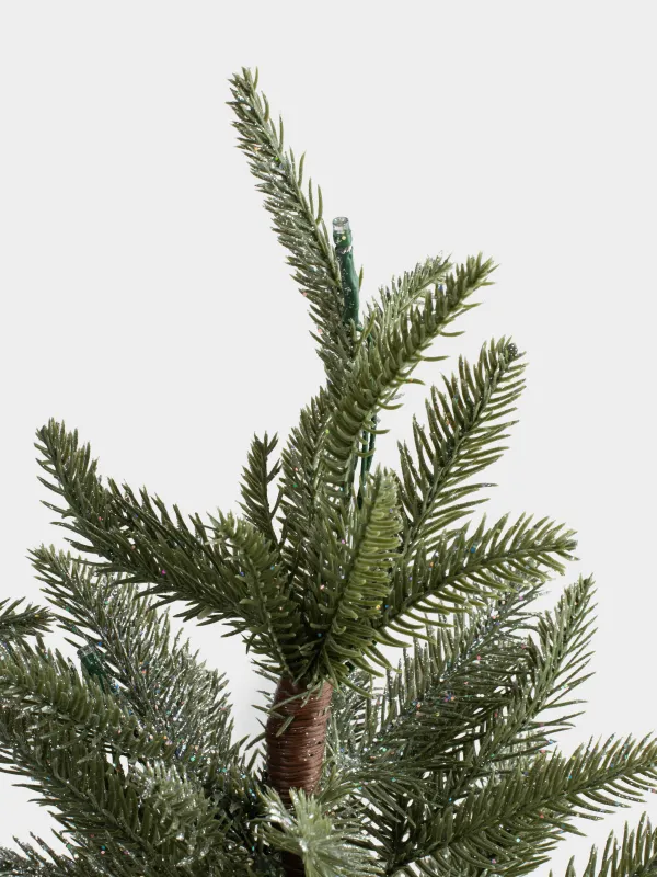 Ель искусственная, 60 см, с подсветкой, в крафте, ПВХ, Ель с блестками, Conifer silver, image-1