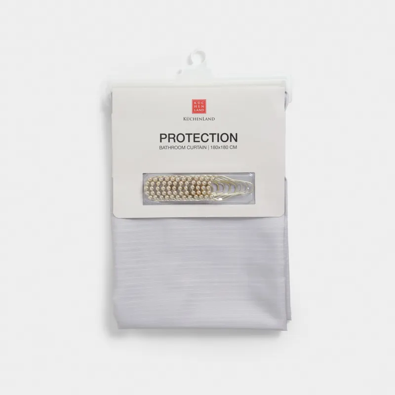 Штора для ванной, 180х180 см, с кольцами, полиэстер/металл, бежевая, Кант, Protection