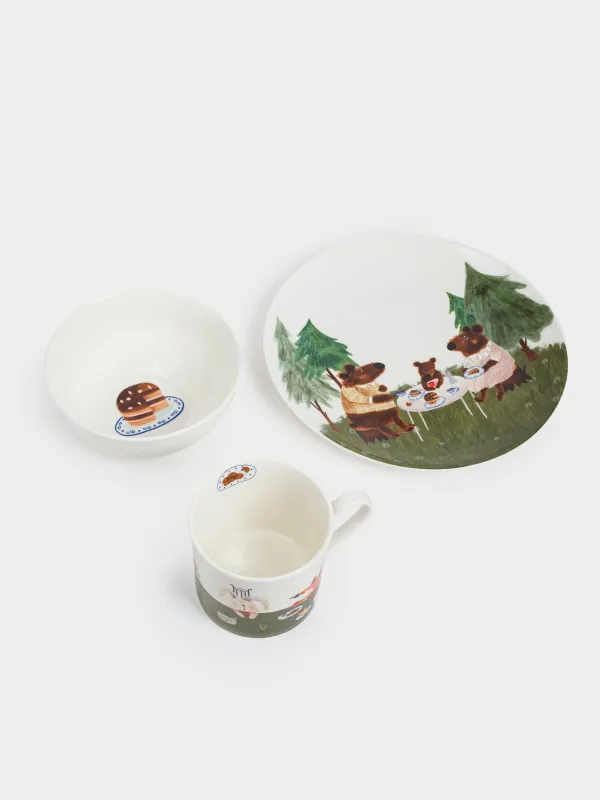 Набор посуды, детский, 1 перс, 3 пр, фарфор N, белый, Чаепитие, Little pet, image-1