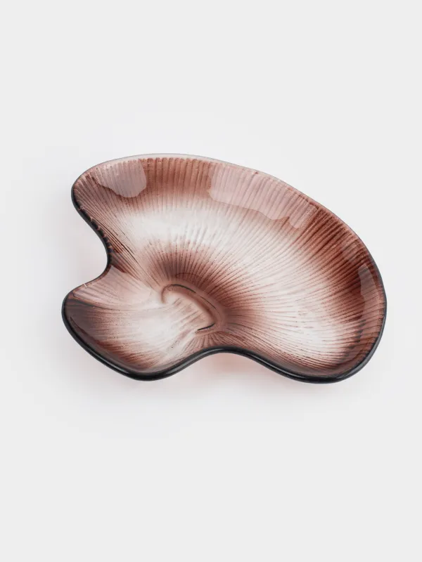 Сәндік ыдыс, 20х17х3 см, шыны, қоңыр, Саңырауқұлақ, Fungi, image-1