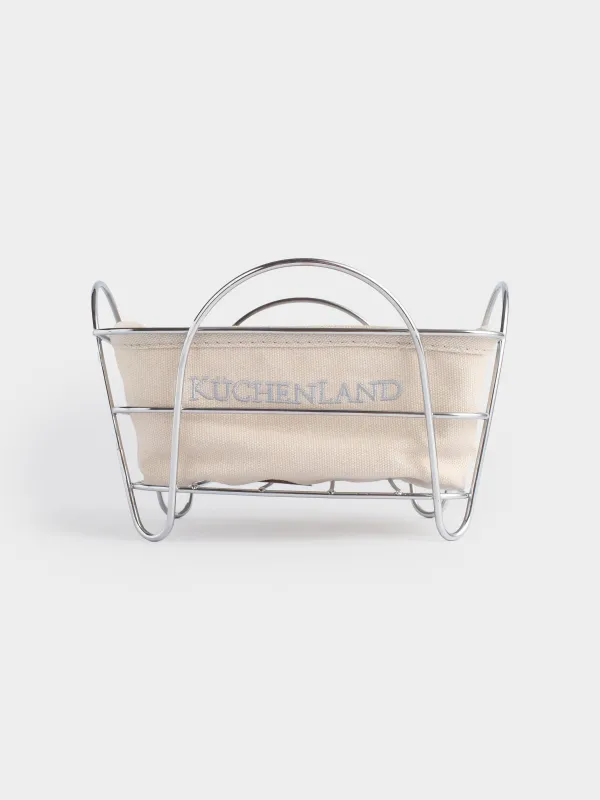 Корзина для хлеба, 21x21 см, хлопок/металл, квадратная, серая/серебристая, Twist silver, image-1