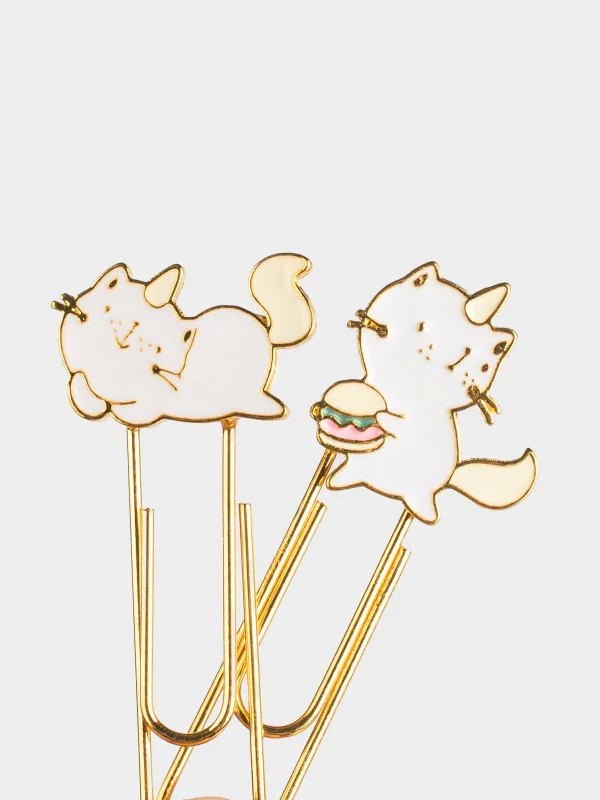 Кеңселік қағаз қыстырғыш, 7 см, 2 дана, металл, қызғылт/көгілдір, Бір мүйізді мысық, Cat-unicorn, image-2