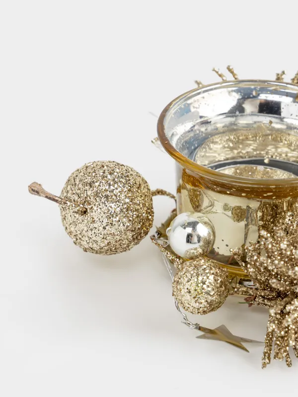 Шам ұстағыш, 11х7 см, шай шамына арналған, шамы бар, шампан, Алма, Apple garden, image-3