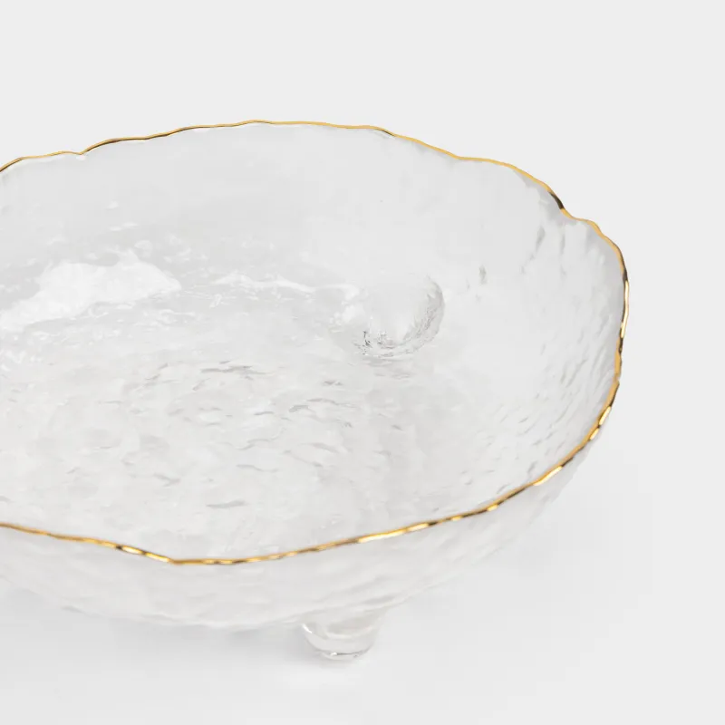 Салат ыдысы, 21х10 см, 1,3 л, аяқты, шыны, алтын жиектері бар, Nautilus gold, image-2