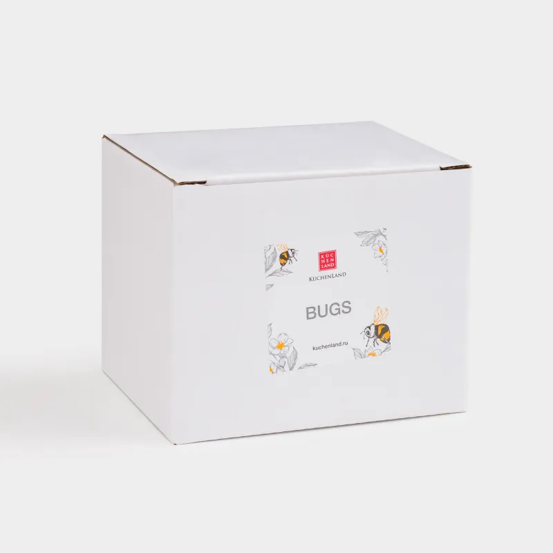 Саптыаяқ, 380 мл, фарфор N, ақ, алтын жиегі бар, Гүлі бар ара, Bugs, image-4