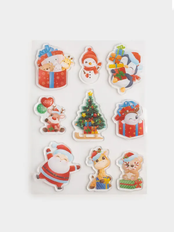 Жапсырмалар жинағы, 15х20 см, қайта пайдалануға болады, термопластик, Шырша, Christmas decal, image-0