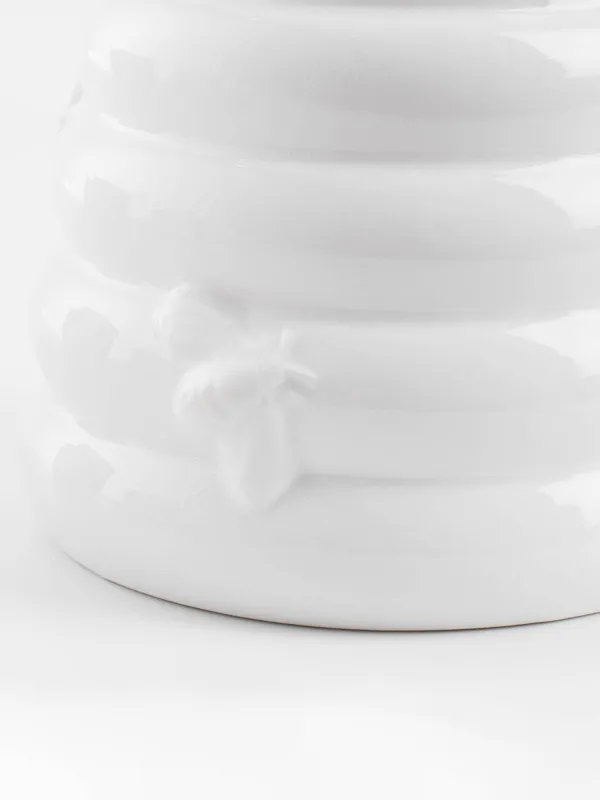 Балға арналған құты, 650 мл, қасықпен, керамика/болат, сүт түстес, аралар, Honey, image-5