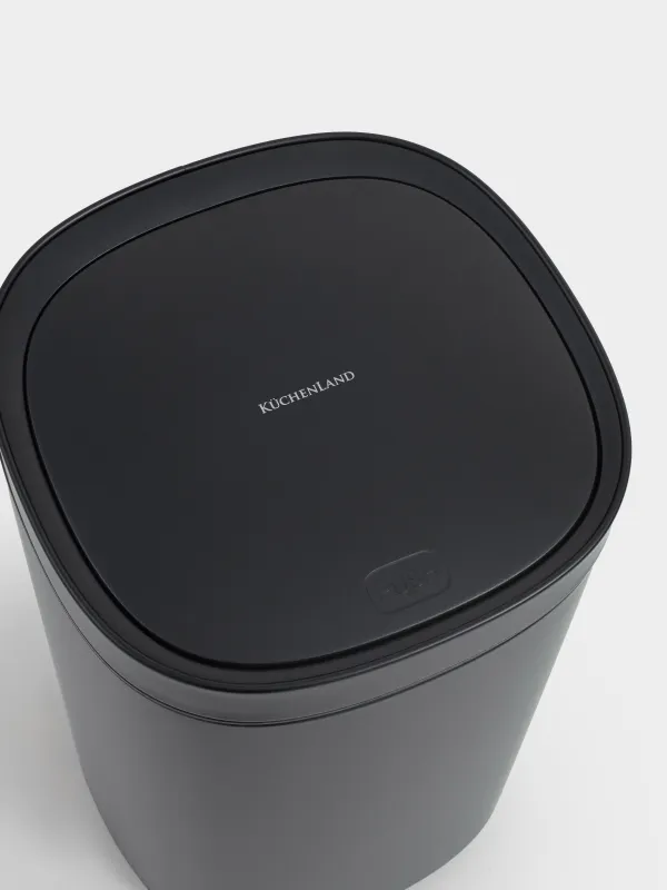 Қоқыс шелегі, 30 л, қақпақты ашу түймесі бар, металл / пластик, қара, Жалпы қара, image-3