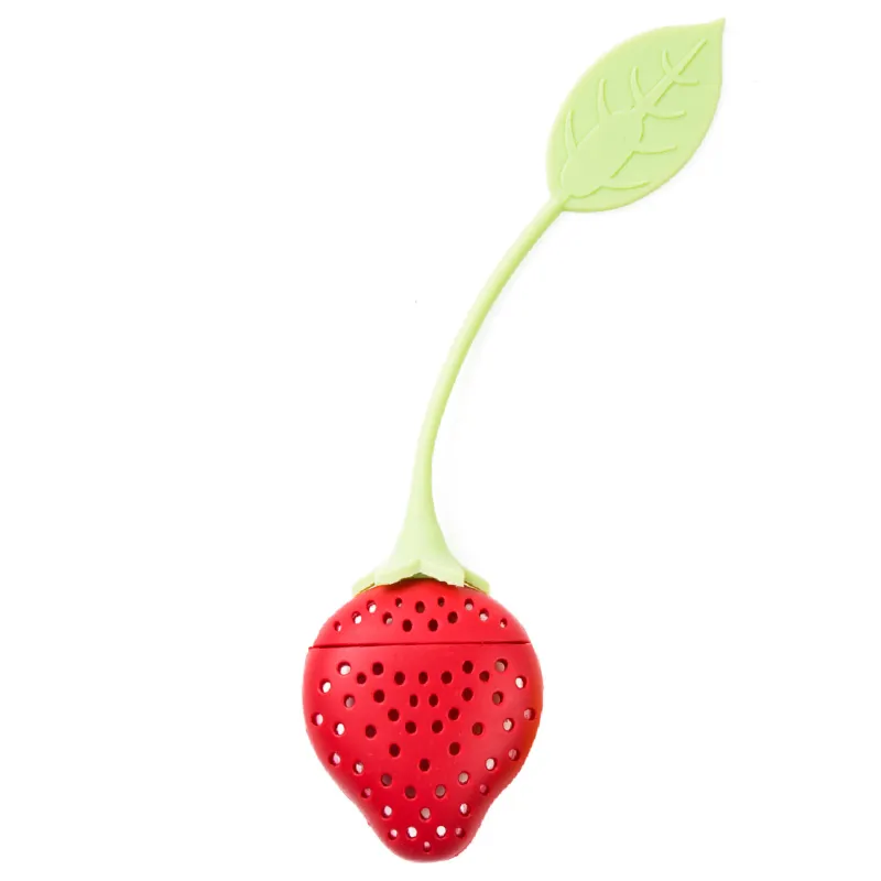 Сито для заваривания чая, 20 см, силикон, красно-зеленое, Клубника, Manny, image-0