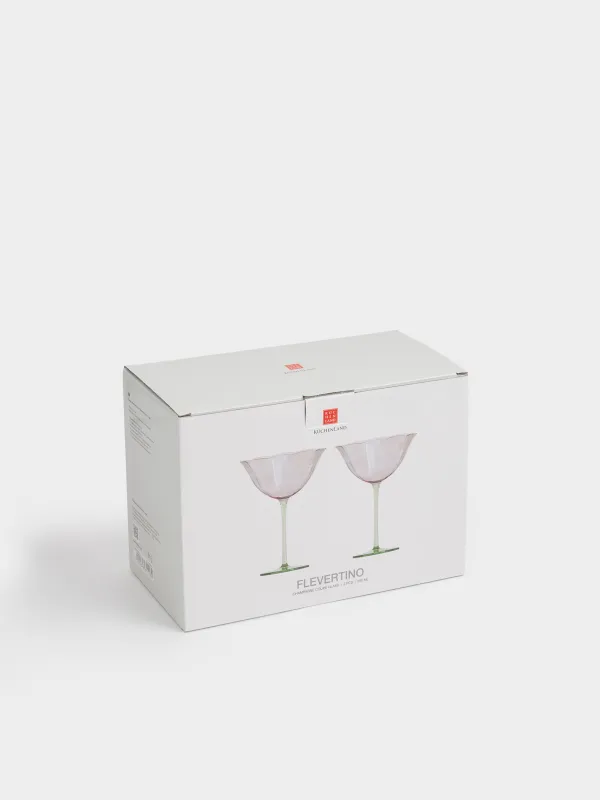 Шампан бокалы, 270 мл, 2 дана, шыны, ашық күлгін және жасыл, Flevertino, image-4