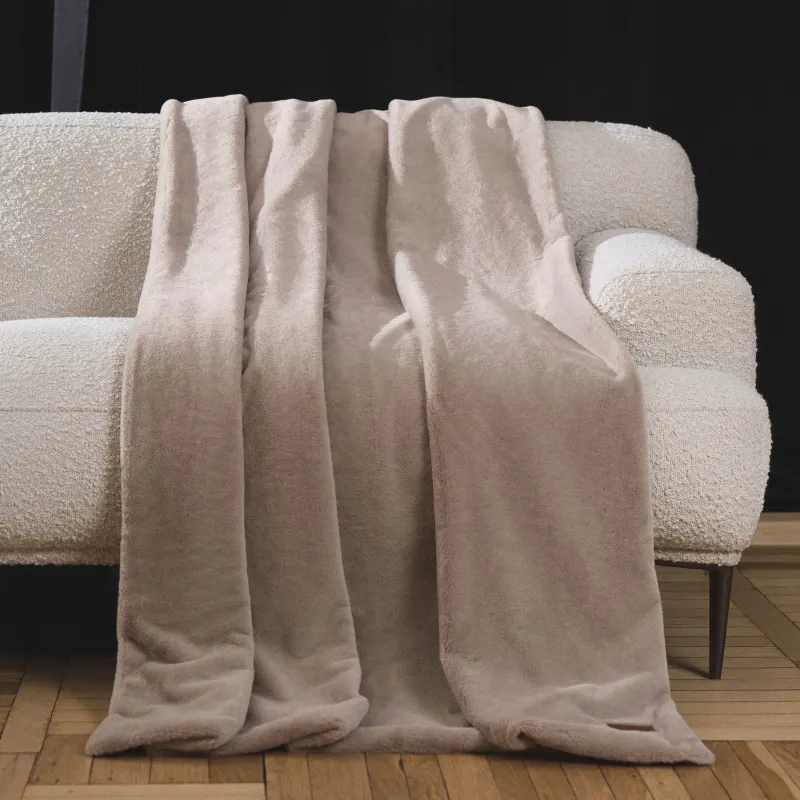 Көрпе, 130х170 см, екі жақты, жасанды үлбір/фланель, құмды, Flannel