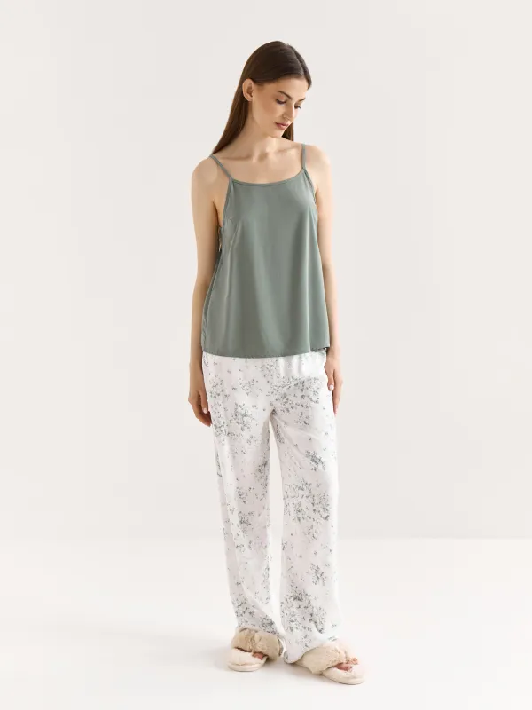 Әйелдерге арналған топ, үйге арналған, өлшемі M, белдіктері бар, вискоза, сүт түстес, Гүлдер, Arsinoa, image-1