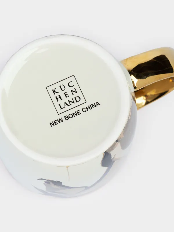 Саптыаяқ, 380 мл, фарфор N, сүт және алтын түстес, Жылқы, Horse gold, image-3