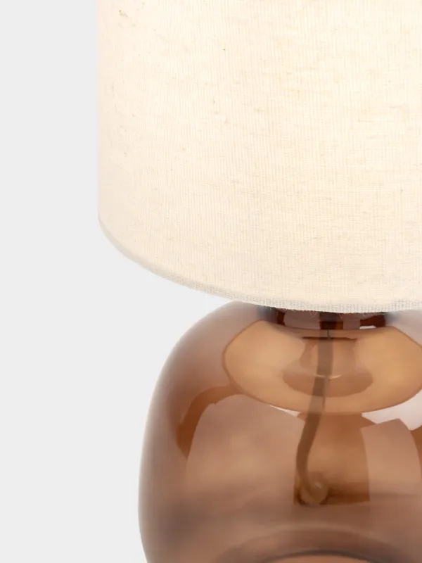 Үстел шамы, 33 см, шыны/зығыр, қоңыр, Кракелюрлі колба, Impulses light, image-2