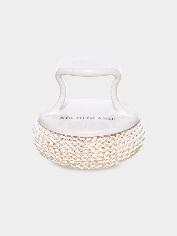 Тазалау губкасы, 8 см, қысқа ұстағышы бар, өсімдік талшығы/пластик, сарғылт, Clean, image-0