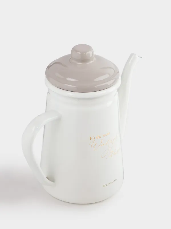 Шайнек, 1 л, эмальданған металл, сүт түстес, Wonderful Time, Autumn eamel, image-3