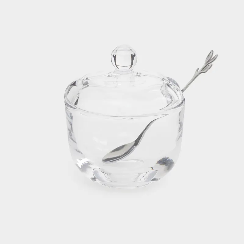 Қант ыдысы, 10 см, 130 мл, қасықпен, шыны/болат, Volo