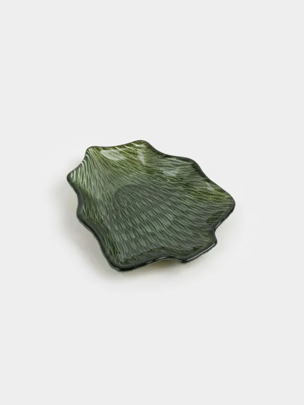 Блюдо, 15х12х2 см, стекло Р, зеленое, Елка, Ribby color, image-1