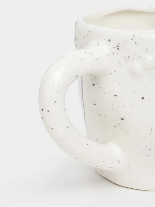 Кружка, 330 мл, керамика D, молочная, в крапинку, Вишни, Relief, image-2