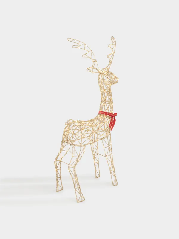 Мүсінше, жарықтандырылған, 50х125 см, металл, алтын, Бұғы, Deer sparks, image-1