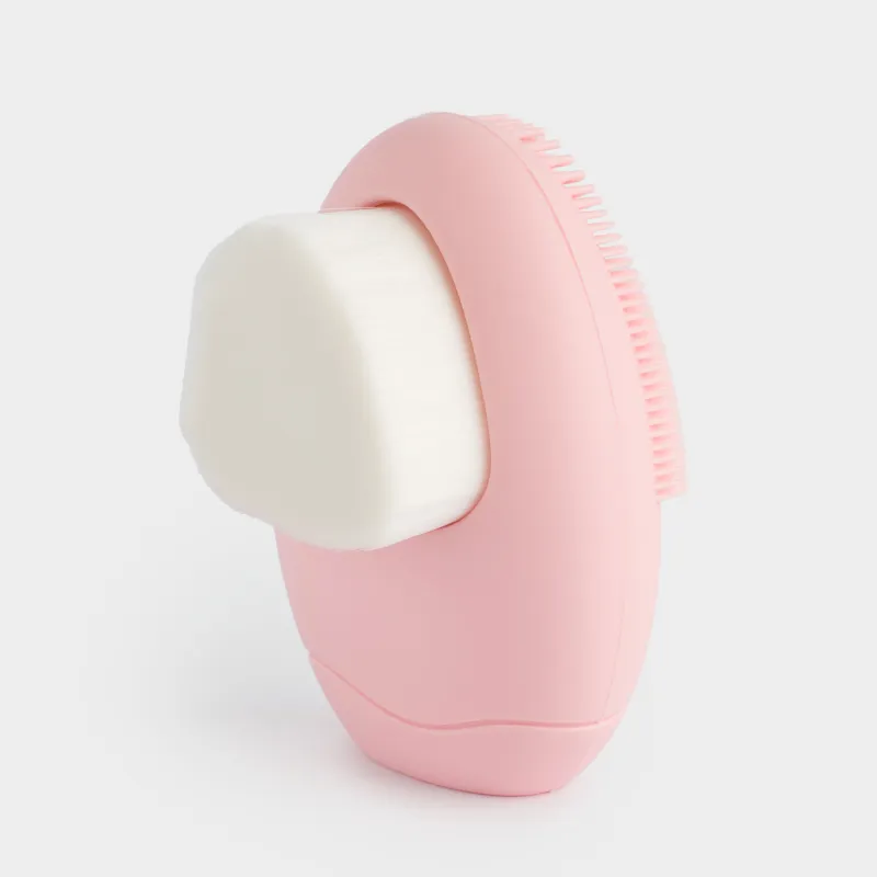 Щетка для очищения лица, 8 см, массажная, искусственное волокно/силикон, розовая, Beauty G, image-1