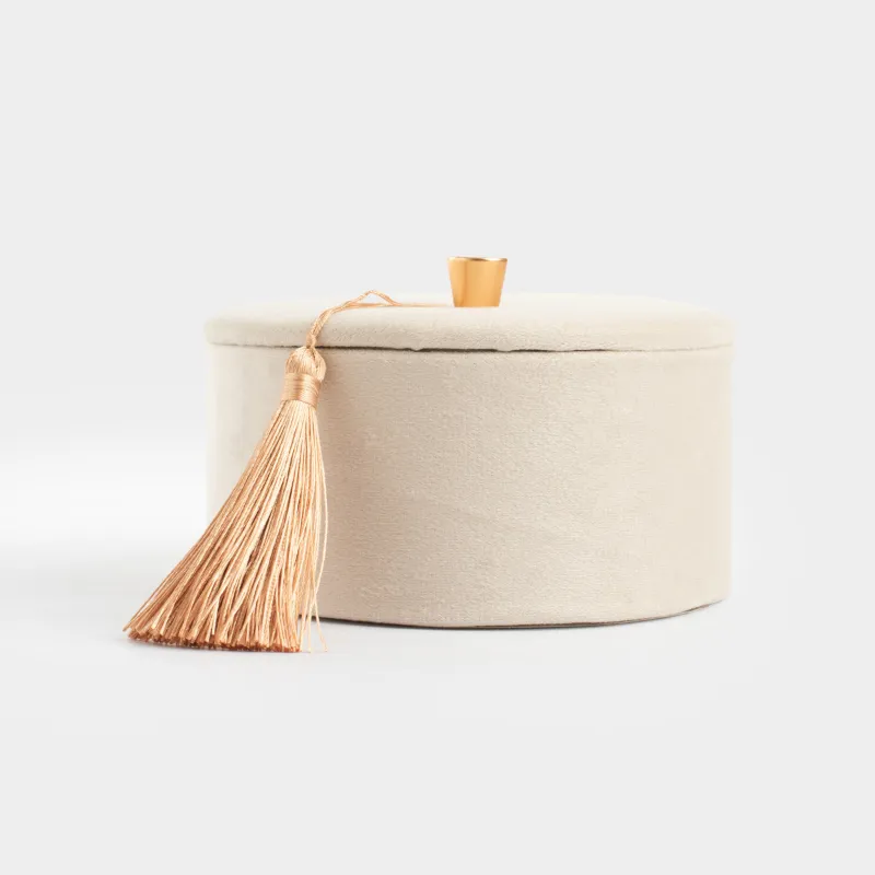 Шкатулка для украшений, 13х6 см, с кисточкой, бархат/МДФ, бежевая, Velvet, image-3