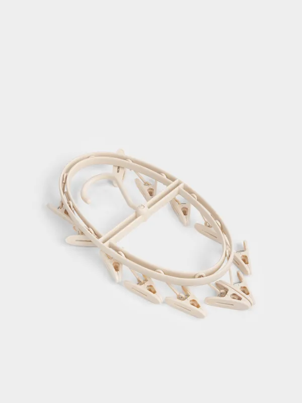 Шұлықтар мен іш киімдерге арналған кептіргіш, 12 киім қыстырғыш, аспалы, пластик, сарғылт-қоңыр, Compact, image-1