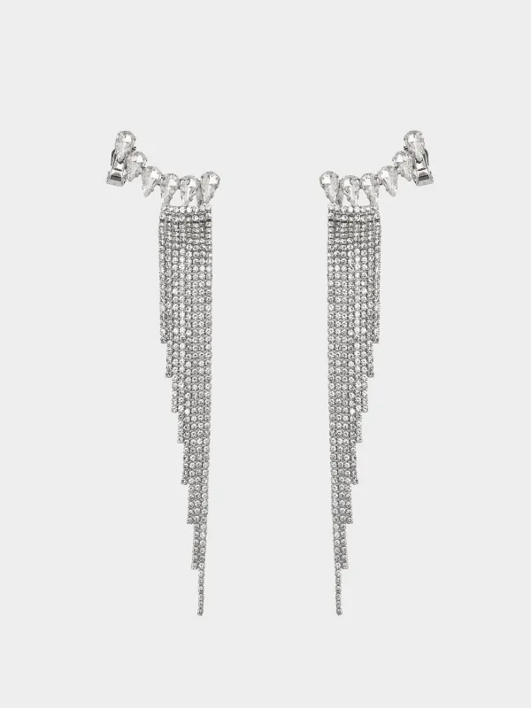 Пуссет сырғалары, 14 см, 2 дана, металл/страздар, күмістер, Кристалдар, Jewelry crystal, image-2