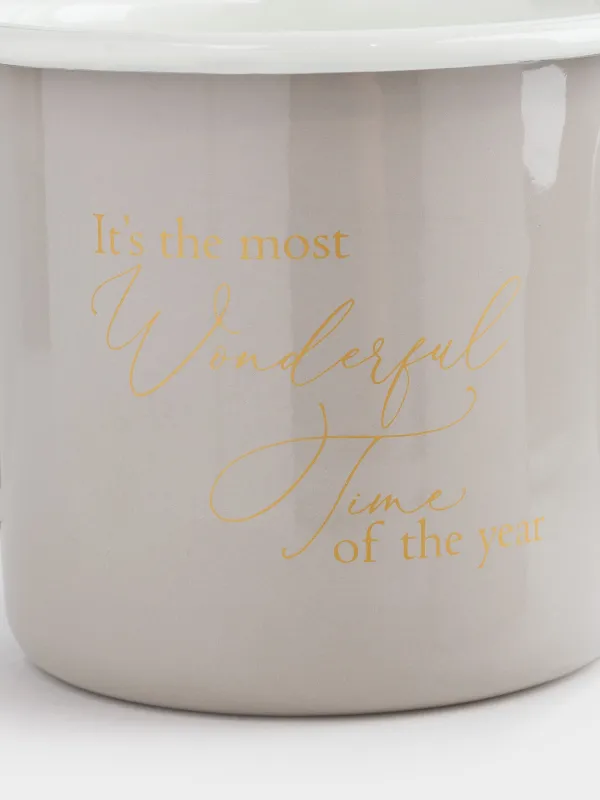 Кружка, 360 мл, металл эмалированный, бежевая, Wonderful Time, Autumn enamel, image-1