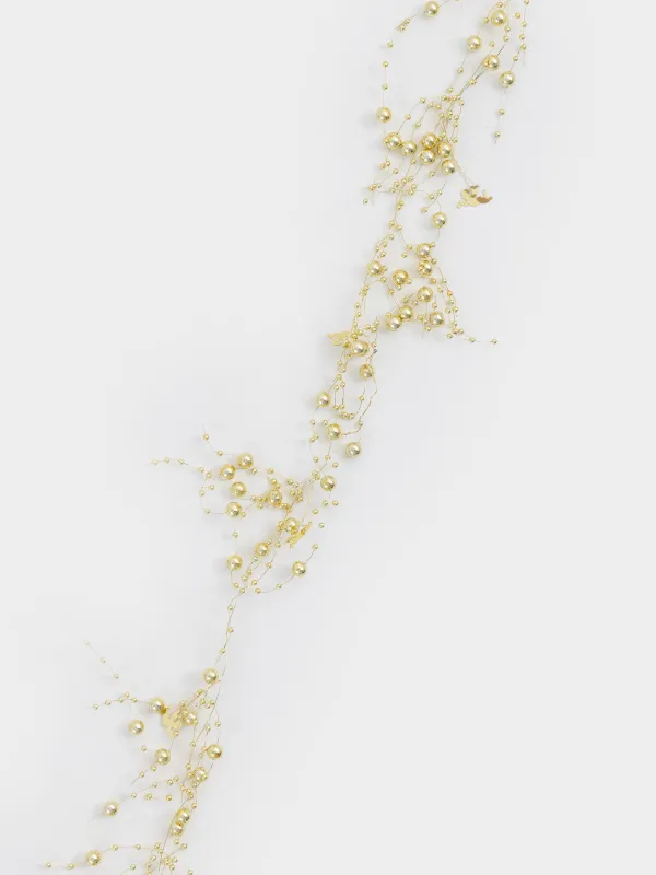 Ветка-гирлянда декоративная, 2 м, пластик/металл, Золотистые ангелочки и бусины, Balls decor, image-3