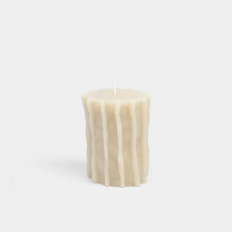 Шам, 8x10 см, цилиндрлік, сүт түстес, Ribbed candle