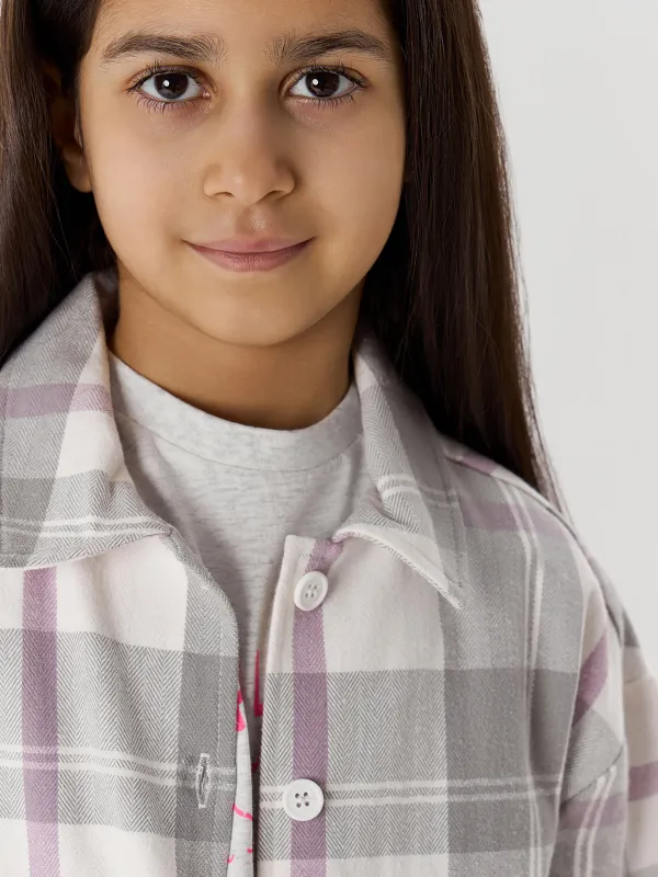 Рубашка детская, молочно-лиловая, Madlen, image-1