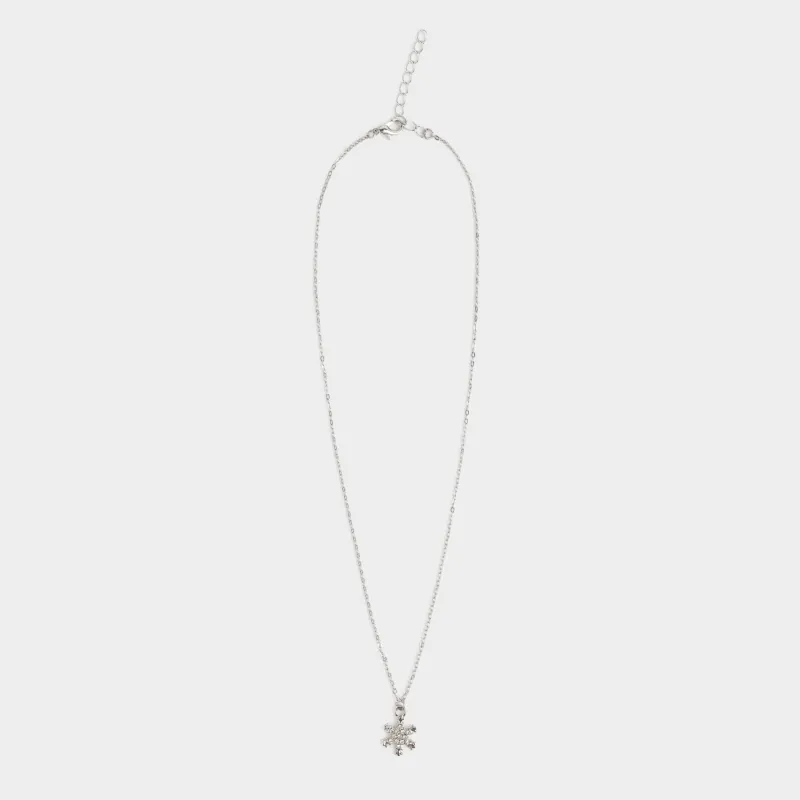 Тізбек, 30 см, аспасы бар, металл, күміс, Ажурлы қар ұшқыны, Rime