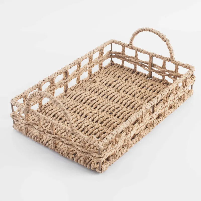 Науа, 29х20 см, өрілген, тұтқалары бар, целлюлоза, тікбұрышты, Braided, image-2