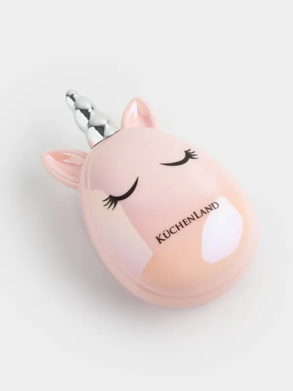 Шашқа арналған массаж тарағы, 12 см, балалар, пластик/силикон, қызғылт, Бір мүйізді, Unicorn, image-3