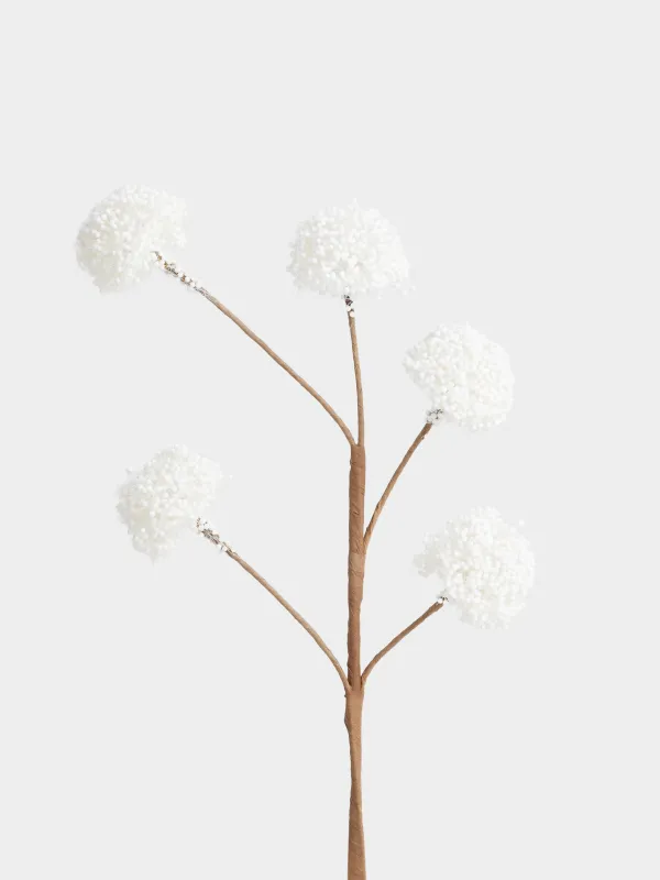 Сәндік бұтақ, 45 см, пенопласт/металл, Ақ бүршіктер, White Easter decor, image-1