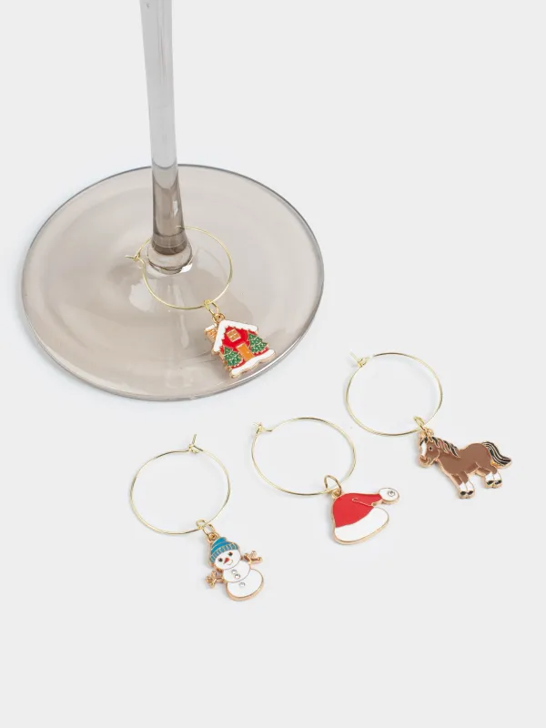 Бокалға арналған аспа, 4 дана, металл/страздар, Жаңа жылдық атрибуттар, Christmas time, image-4