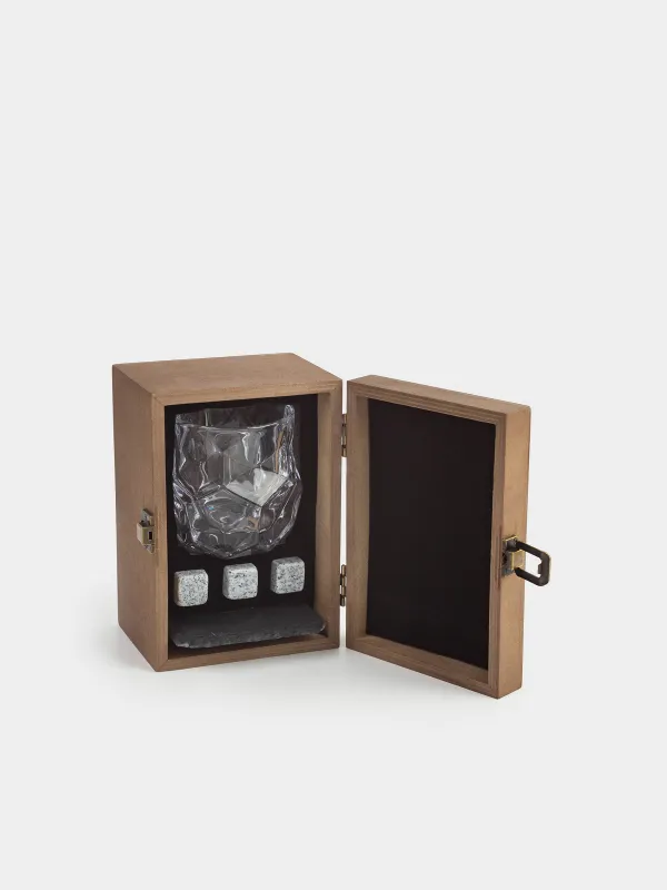 Набор для виски, 1 перс, 5 пр, в коробке, стакан/кубики/подставка, стекло/мрамор/сланец, Bar, image-3