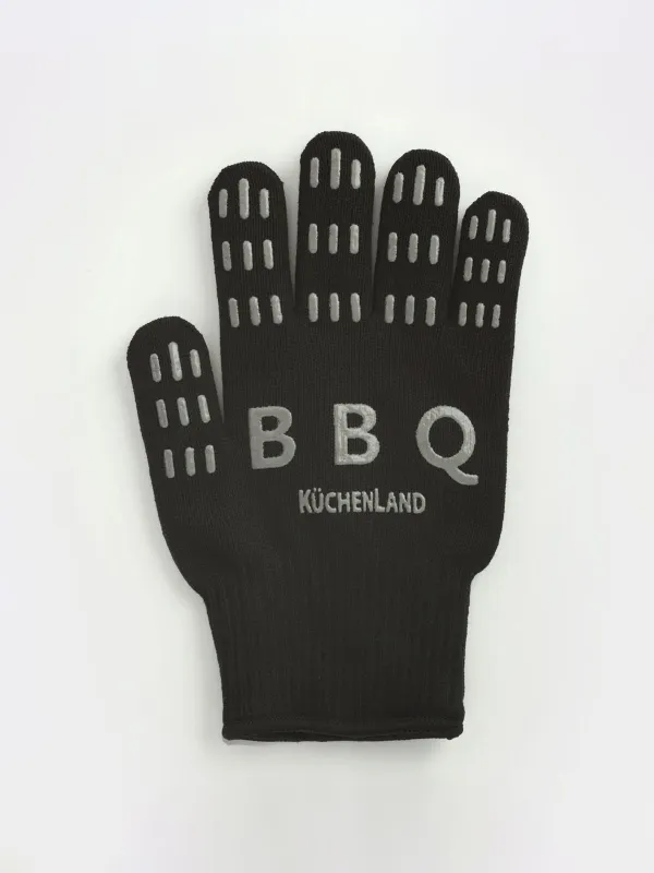 Ыстықтан қорғайтын қолғап, өлшемі М, полиэстер/силикон, қара, BBQ, image-0