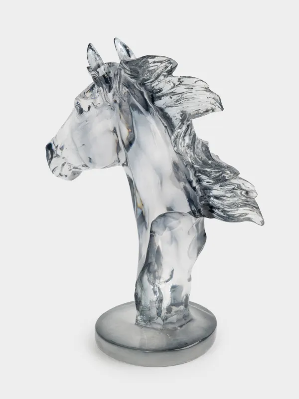 Мүсінше, 22 см, полирезин, сұр, Жылқының басы, Horse color, image-3