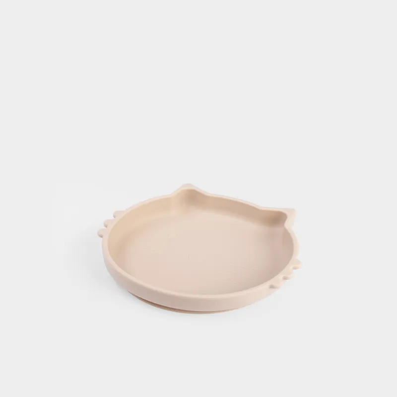 Тарелка детская, 16х15 см, на присоске, силикон, бежевая, Котик, Kiddy, image-2