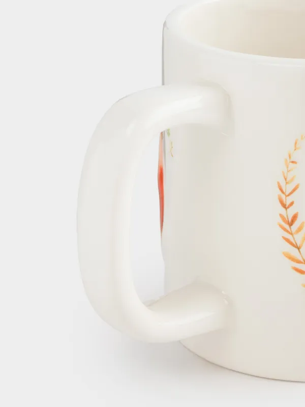 Саптыаяқ, 430 мл, керамика, ақ, Асқабақ және жапырақтар, Forest symphony, image-2