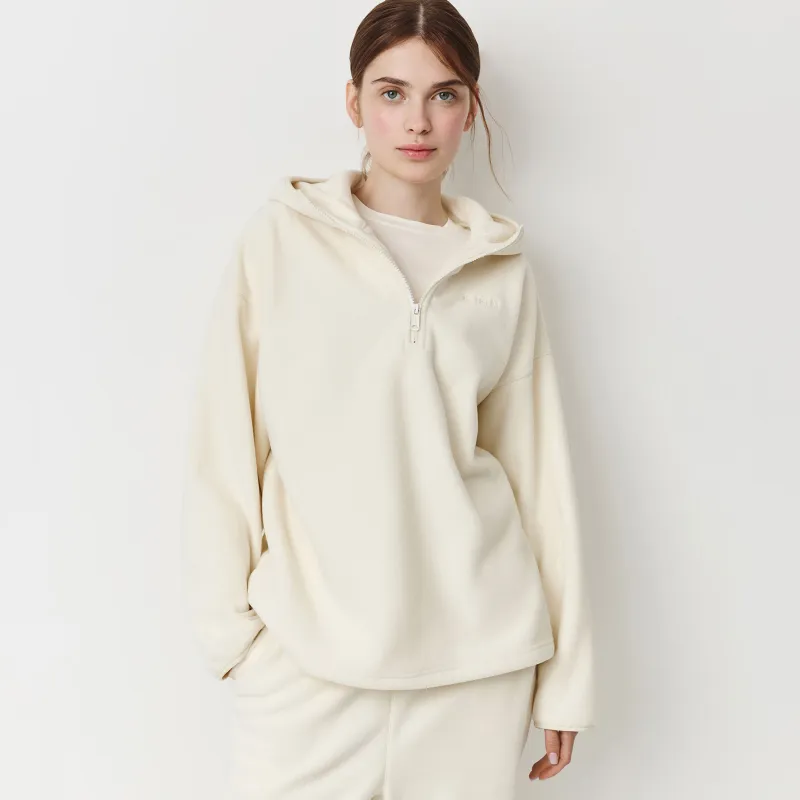 Әйелдер толстовкасы, өлшемі L, сыдырмасы бар, капюшоны бар, полиэстер, сүт түстес, Milegros