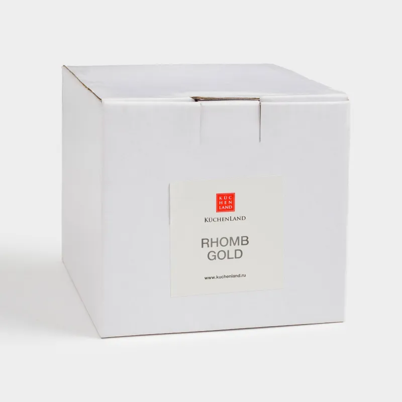 Креманка, 12 см, 320 мл, стекло P, с золотистым кантом, Rhomb gold, image-5