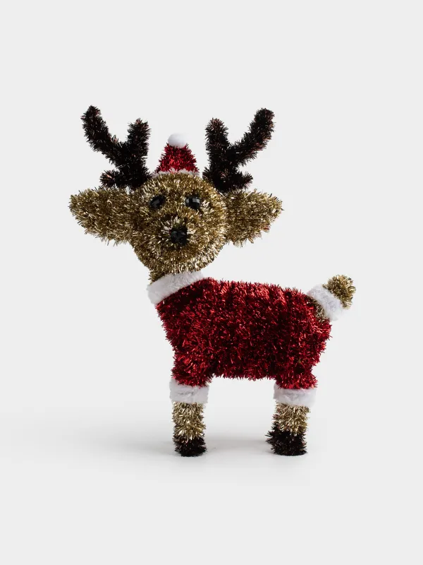 Статуэтка, 34 см, мишура/пластик, золотистая, Олень, Tinsel decor, image-0