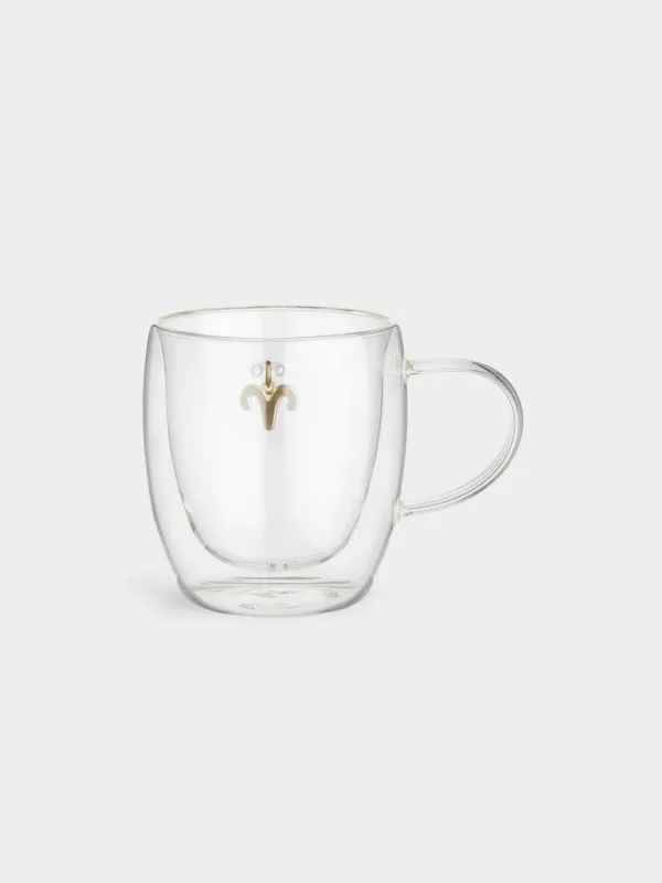 Саптыаяқ, 280 мл, шыны Б/металл, алтын түстес аспасы бар, Тоқты, Air figure zodiac, image-2